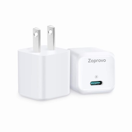  历史新低！ZOPROVO 20W PD 3.0 智能快速USB C充电器2件套5折 8.99加元！
