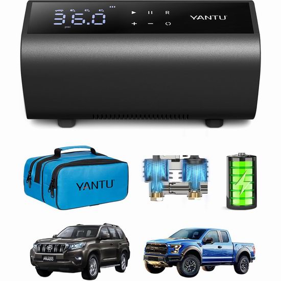  YANTU 双缸压缩 可充电 便携式数字电动充气泵4.4折 34.99加元包邮！