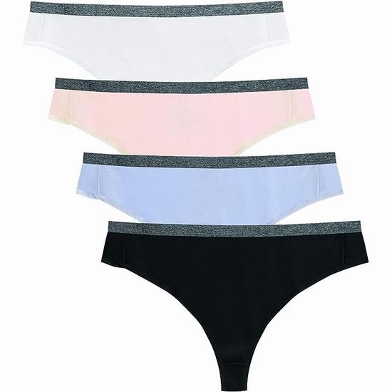  历史新低！Hanes 恒适 女式棉制弹力丁字裤4件套5.6折 9加元！单条仅2.25加元！