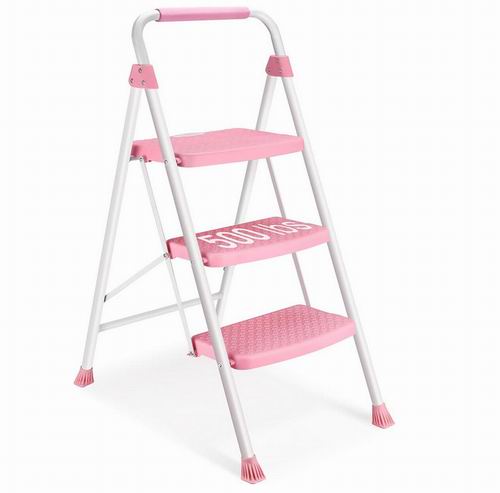  史低价！SocTone 粉色 可折叠3阶人字梯 64.99加元（原价 79.99加元）