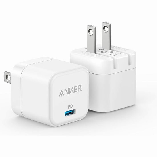  历史新低！Anker 20W USB C 3倍快充 智能超快速USB充电器2件套4.6折 15.99加元！