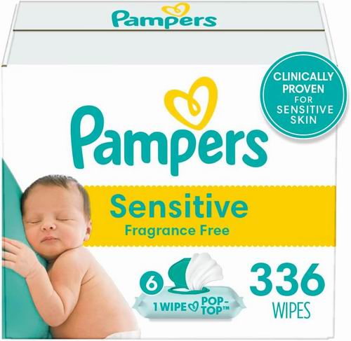  Pampers 帮宝适 不含敏感香水婴儿湿巾336片 12.8加元（原价 16.49加元）
