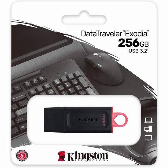  Kingston 金士顿 DataTraveler Exodia 256GB USB 3.2 大容量高速U盘5.5折 21.99加元！