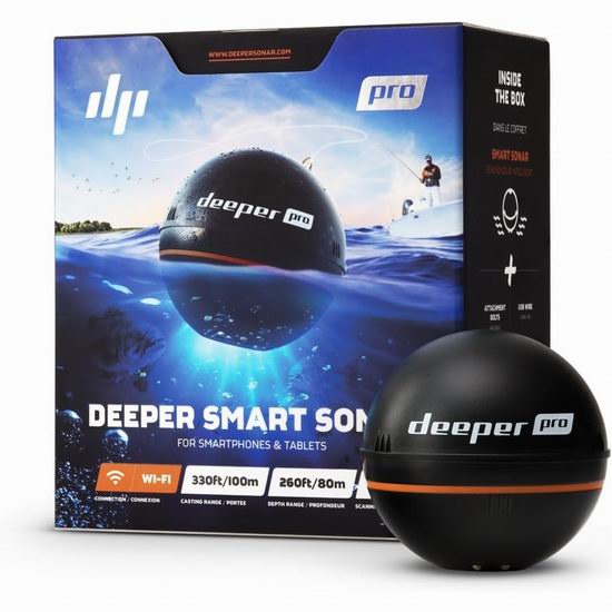  历史新低！Deeper PRO 岸钓冰钓船钓 WiFi无线 智能声纳探鱼器5.5折 159.99加元包邮！