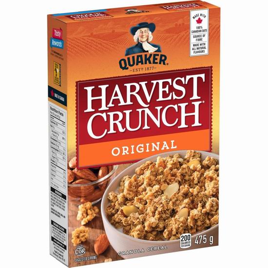  Quaker 桂格 Harvest Crunch 原味 格兰诺拉麦片（475克）4.2折 2.53加元！