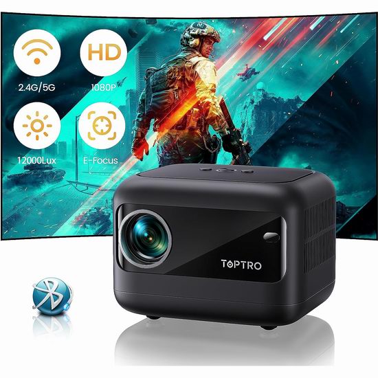  历史新低！TOPTRO 5G 12000流明 原生1080P 蓝牙WiFi 家庭影院投影仪3.8折 95.99加元包邮！
