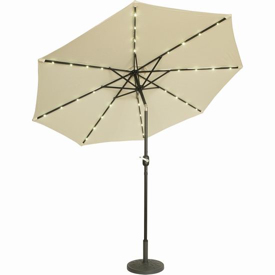  白菜价！历史新低！Trademark Innovations 9英尺 可倾斜太阳能LED照明 庭院遮阳伞2.2折 60.59加元包邮！