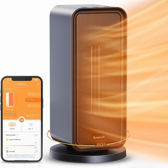  Govee Life 1500W Wi-Fi蓝牙 智能电取暖器5.8折 69.9加元包邮！2色可选！