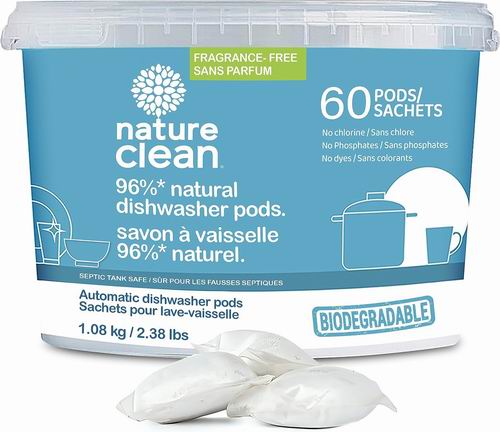  Nature Clean自动洗碗机洗涤剂60粒 18.04加元（原价 21.99加元）