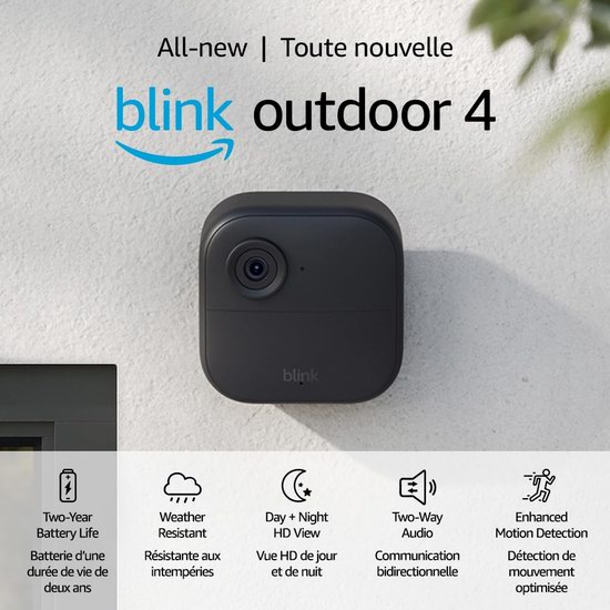 历史新低！Blink Outdoor 4 室内/室外 家用高清安防 智能摄像头 1-5摄像头套装6折 77.99加元起包邮！续航长达2年！