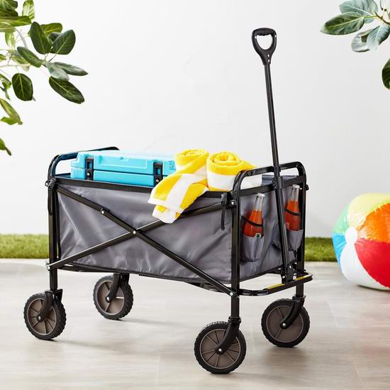  历史新低！Amazon Basics 折叠式 室外四轮拖车4.7折 68.99加元包邮！2色可选！
