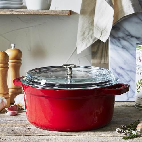  STAUB 4夸脱 带玻璃盖 珐琅铸铁锅4.5折 144.9加元包邮！