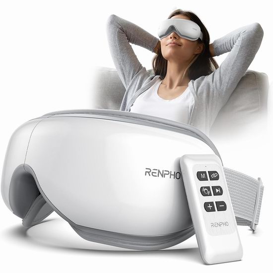  RENPHO 高颜值 可遥控 蓝牙眼部按摩器5折 64.99加元包邮！缓解眼疲劳，改善干眼黑眼圈，促睡眠！