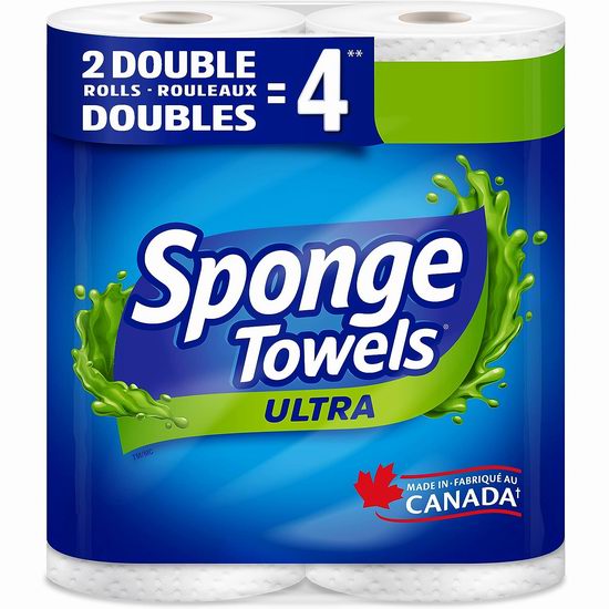  历史新低！SpongeTowels Ultra 超吸水 厨房用纸（2卷）6折 2.99加元！相当于普通4卷！