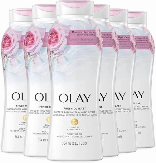  Olay Fresh Outlast 玫瑰水甜花蜜沐浴露 364毫升× 6件装 26.94加元（原价 36.22加元）！每瓶4.49加元