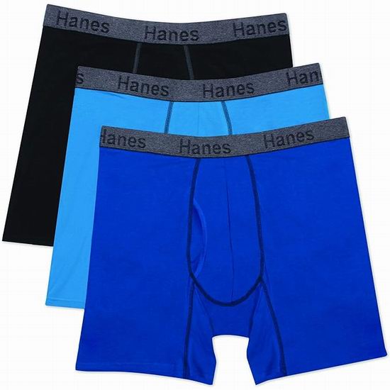  历史新低！Hanes 恒适 Comfort 男式平角内裤3件套3.9折 9加元！