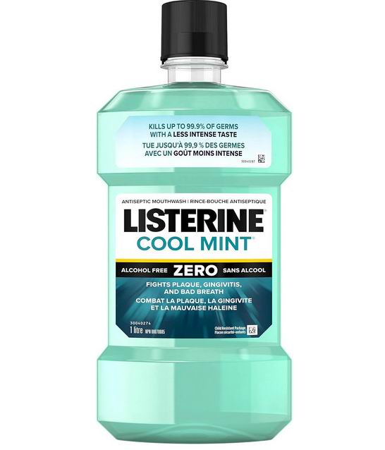  Listerine 无酒精 薄荷味 抗菌漱口水1升 5.47加元（原价 7.27加元）
