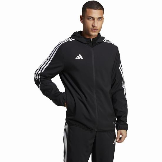  adidas Tiro 23 League 男式连帽 经典三条杠修身运动夹克6折 44.99加元包邮！