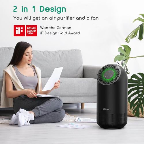  获德国iF设计金奖！Afloia H13True Hepa 3层空气净化器 880平方英尺 低噪音 79.99加元（原价 169.99加元）