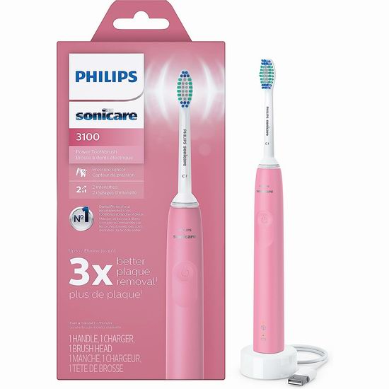  史低价上再降5.99加元！Philips 飞利浦 Sonicare 3100 HX3681/06 声波震动电动牙刷5.2折 33.97加元包邮！