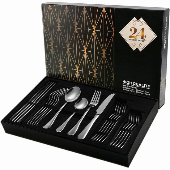  Meythway 不锈钢刀叉勺24件套4.3折 29.99加元包邮！