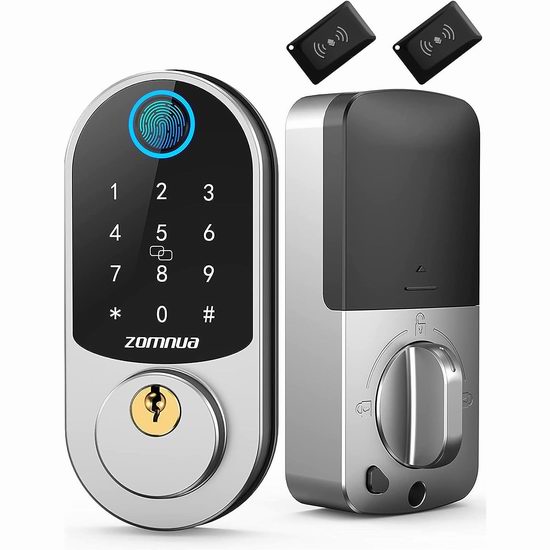  Zomnua 四合一 智能指纹密码门锁 89.99加元（原价 149.99加元）！2色可选！