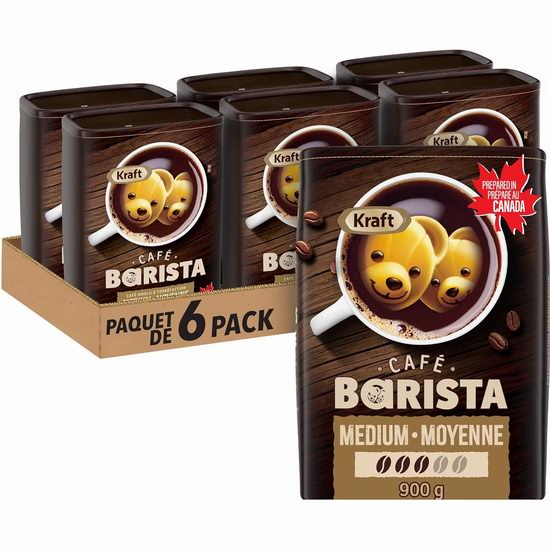  历史新低！Kraft Café Barista 卡夫 中度烘培 咖啡粉（6x900克）4.1折 56.83加元包邮！比Walmart促销便宜32.99加元！