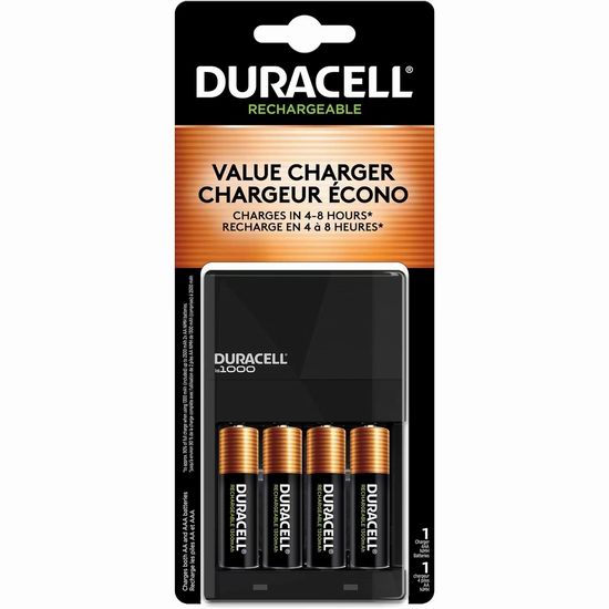  Duracell 金霸王 镍氢可充电AA电池4件套+充电器套装5.9折 15.21加元！