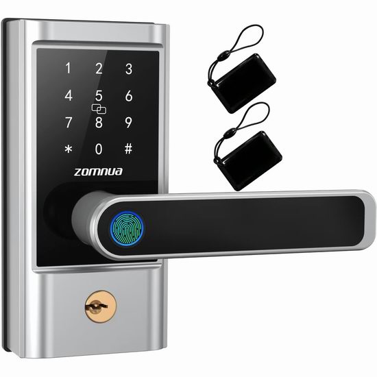  历史新低！Zomnua 四合一 智能指纹密码门锁6折 83.99加元包邮！