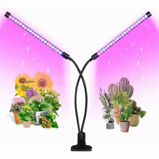  历史新低！LONAOO 2灯头 育苗神器 自动定时 LED植物培育生长灯4折 11.99加元！