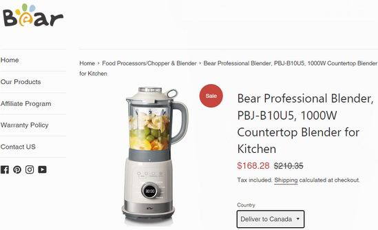 超级白菜！历史新低！Bear 小熊 PBJ-B10U5 七合一 多功能家用破壁机2.4折 49.99加元包邮！