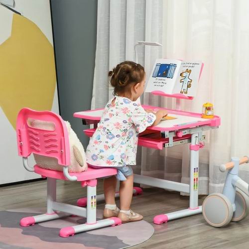  黑五预售：Qaba 人体工学 可调高 可倾斜 6-12岁儿童书桌+椅子套装 123.19加元（原价 239.99加元）！3色可选