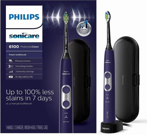  历史新低！Philips 飞利浦 6100系列 声波震动 美白电动牙刷6.2折 99.97加元包邮！