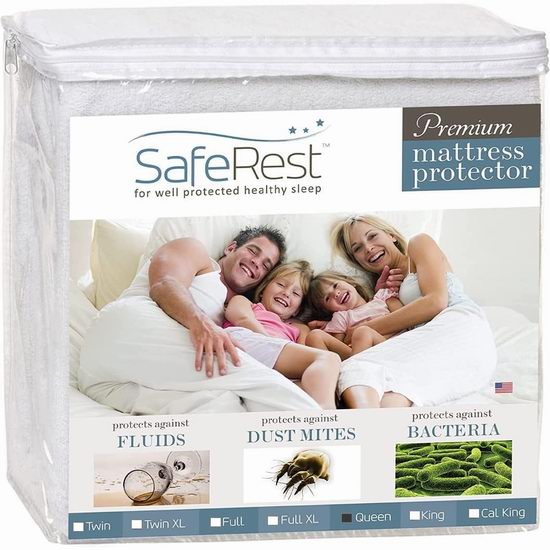  SafeRest 防水防尘螨防过敏 Queen 床垫保护套4.8折 22.97加元包邮！会员专享！