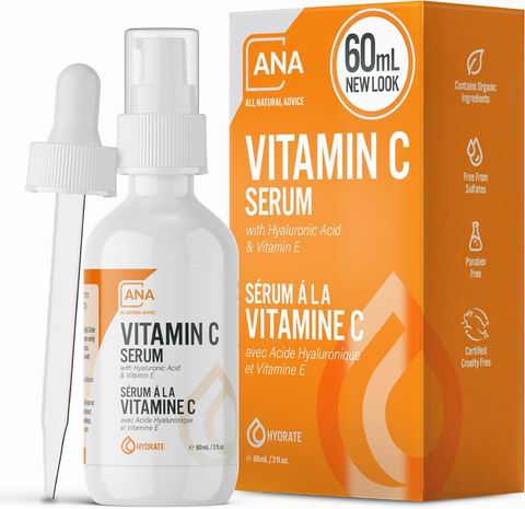  All Natural Advice 20％的VC精华+11％透明质酸+维他命E+胶原蛋白抗皱精华露（60毫升）20.69加元（原价 32.99加元）