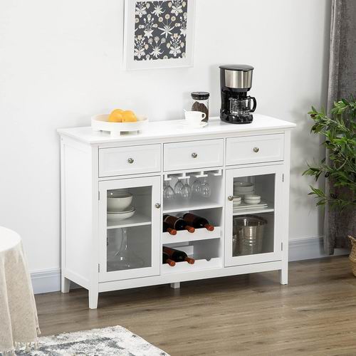  史低价！HOMCOM 厨房柜 带玻璃门 +3个抽屉+酒柜 249.99加元（原价 379.99加元）