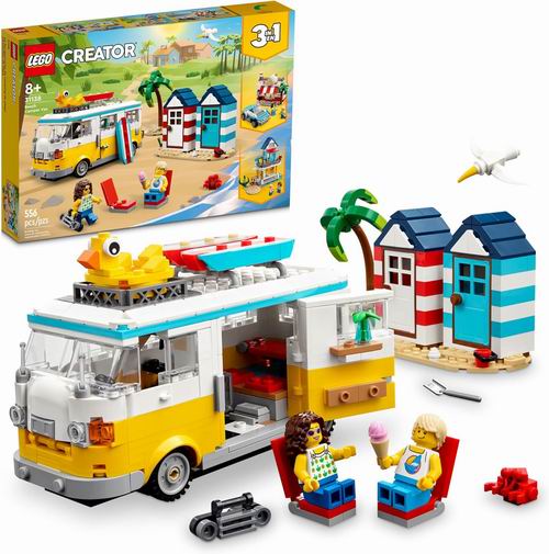  历史新低！LEGO 乐高 31138 3合1创意百变系列 海滩野营车（556pcs）7.7折 49.98加元包邮！