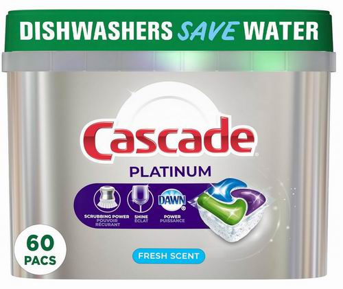  Cascade 清新香味 洗碗机洗涤粒60粒 12.59加元（原价 21.99加元）