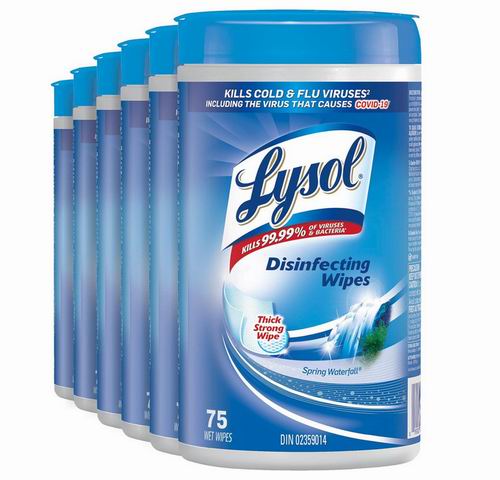  LYSOL 消毒湿巾 6x75片 25.52加元（原价 38.99加元）