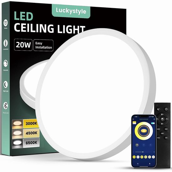  Dicosky 12英寸 20W 蓝牙智能 LED可调色温 圆形吸顶灯5折 19.99加元！