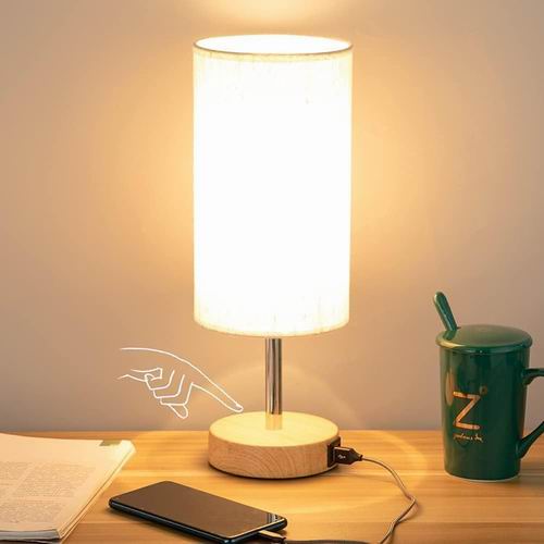  史低价！Yarra-Decor 触摸控制木质床头台灯 带USB 端口 29.99加元（原价 39.99加元）