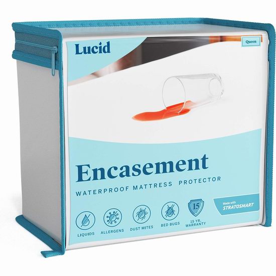  超级Bug白菜价！LUCID Encasement 100%防水防臭虫 床垫保护套0.3折 2.4-9.99加元！多款可选！