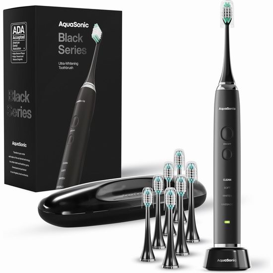  史低价！AquaSonic ADA认证 声波震动 超美白电动牙刷5.7折 39.95加元包邮！带8个替换刷头！