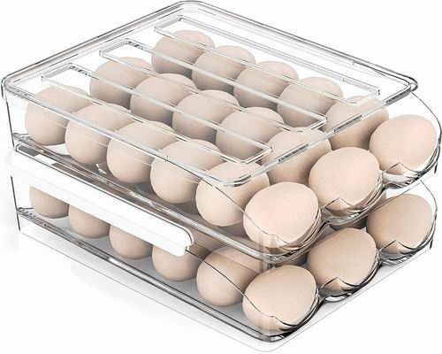  ZeJlo 2层自动滚动鸡蛋收纳盒2件套 可容纳36个  18.99加元（原价 20.99加元）