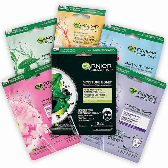  Garnier 卡尼尔 玻尿酸保湿面膜6片装 17.74加元！单片仅2.95加元！