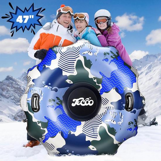  白菜价！历史新低！Jecoo 47英寸 重型加厚PVC 滑雪橡皮圈/雪上甜甜圈3.6折 16.49-17.99加元！