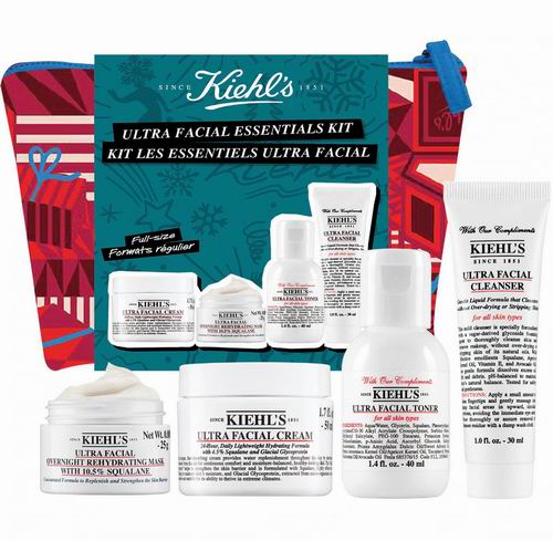  Kiehl's 高保湿面霜50毫升+10.5%角鲨浣睡眠面膜28毫升+洁面乳30毫升+爽肤水40毫升 51加元（价值 100加元）