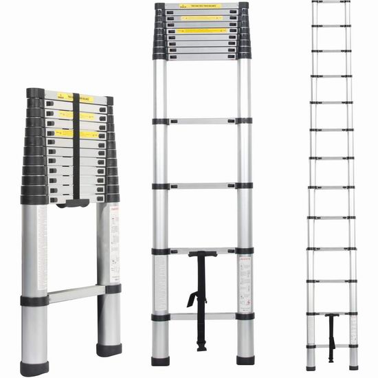  SDHYL 10.5/12.5英尺 便携式轻质铝合金伸缩梯 72.25-99加元包邮！