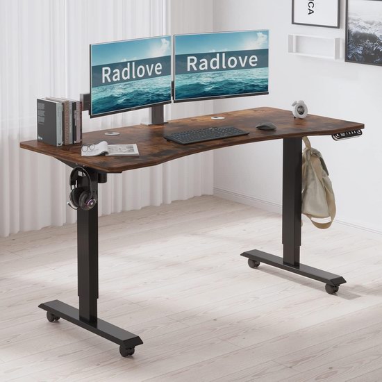  历史新低！Radlove 55英寸 加大台面 智能防撞 站坐两用 复古木纹 电动升降桌/电脑桌6.4折 231.99加元包邮！会员专享！