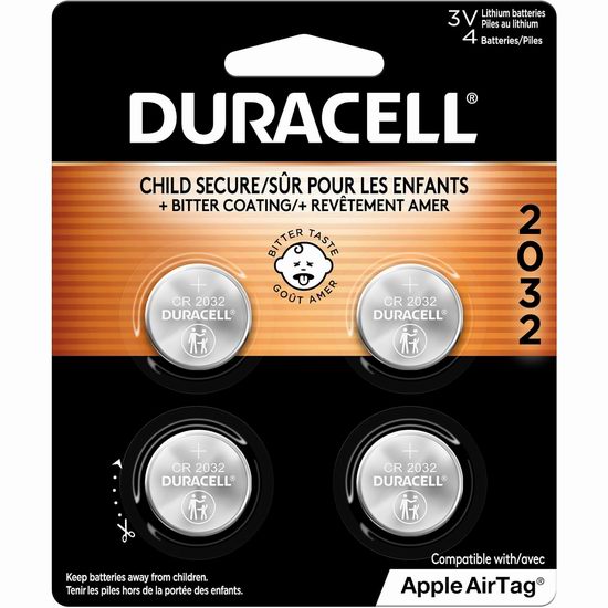  Duracell 金霸王 2032 CR2032 3v 锂纽扣电池4-6件套 7.18加元（原价 15.99加元）！兼容AirTag！